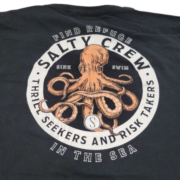 Salty Crew Shirt Size Large Find Refuge In The Sea Octopus Graphic Print T-Shirt - Picture 6 of 9